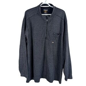 Ariat Rebar 1/4 Zip Pullover Mens 3XL Charcoal Gray Long Sleeve Work Shirt